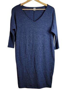 Old Navy Jersey Dress Blue XS 3/4 Dolman Sleeve Wide V Neck Pullover Silhouette